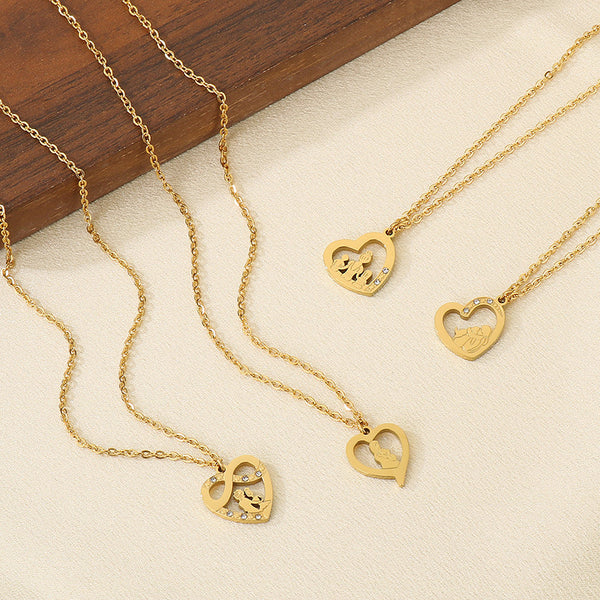 18K Gold Mom Heart Pendant Necklace