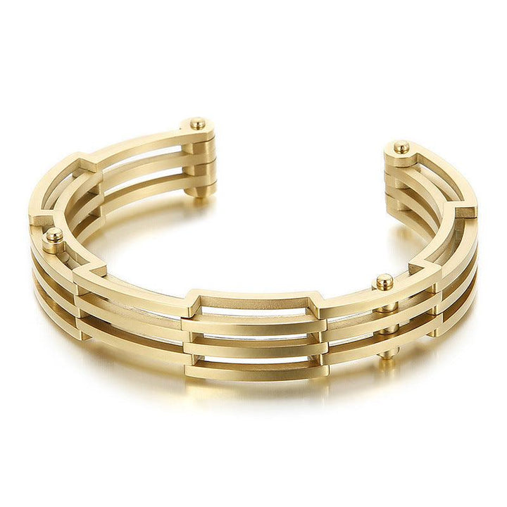 KALEN 12mm Stainless Steel Gold Color Cuff Bangles Bracelet - kalen