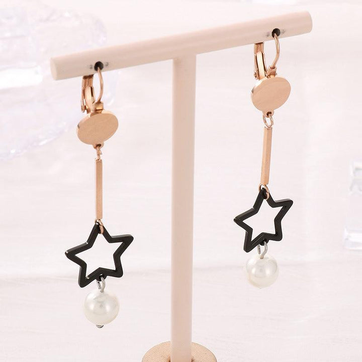 Kalen Stainless Steel Geometry Start Pearl Drop Earrings for Women - kalen