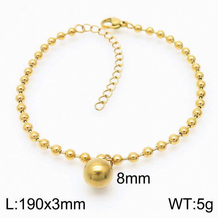 Kalen Stainless Steel 18K Gold Plated Bead Chain Ball Charm Wholesale Bracelets Necklace Jewelry Set for Women - kalen