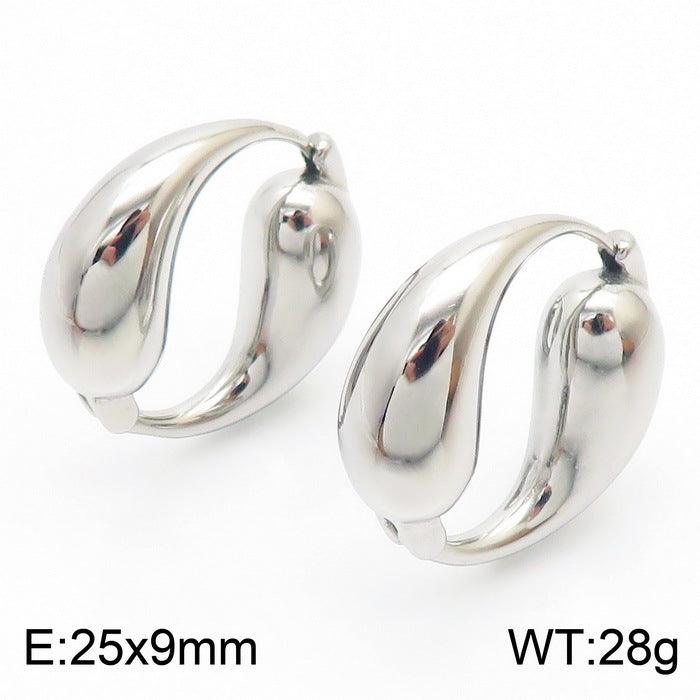 Kalen Stainless Steel Hollow Double Fish Hoop Earrings for Women - kalen