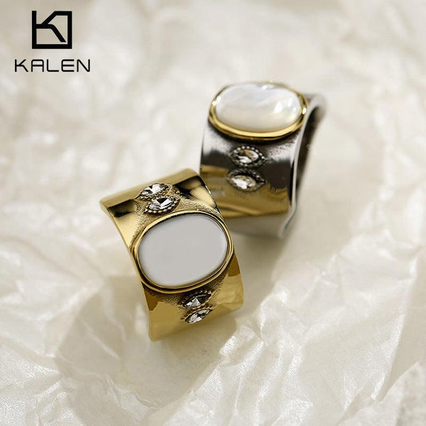 Kalen Wholesale Stainless Steel Natural Stone Zircon Opal Rings For Women - kalen