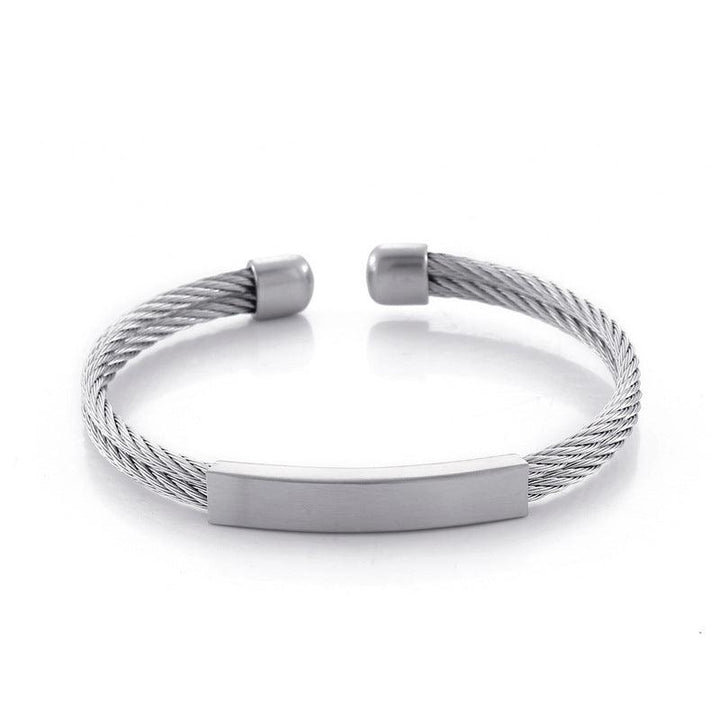 Kalen Brushed Stainless Steel Cuff Blank ID Bracelet Bangles for Men - kalen