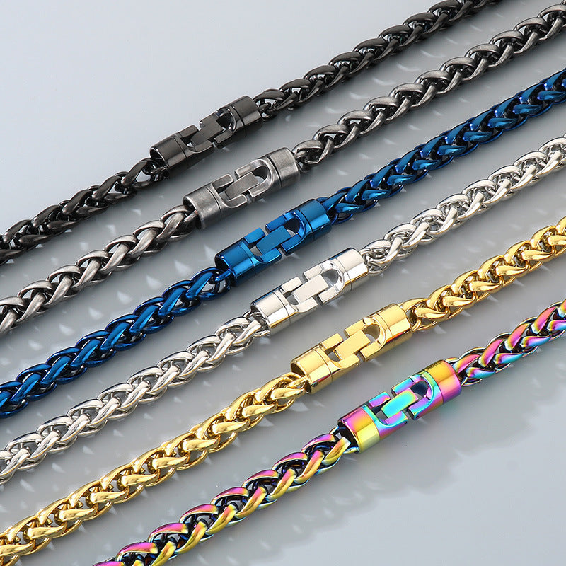 Rotatable Clasp Chain Set Stainless Steel Necklace Bracelet - view 1