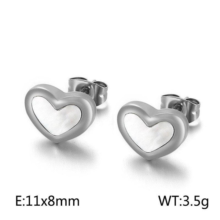 Kalen Stainless Steel Shell Heart Stud Earrings for Women - kalen