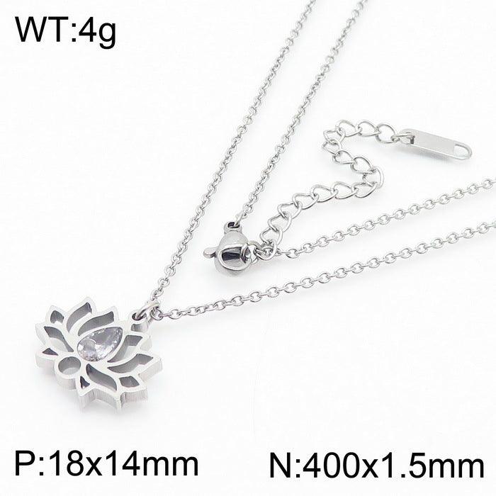 Kalen Stainless Steel Cute Flower Stud Earrings Necklace Bracelet Set for Women - kalen