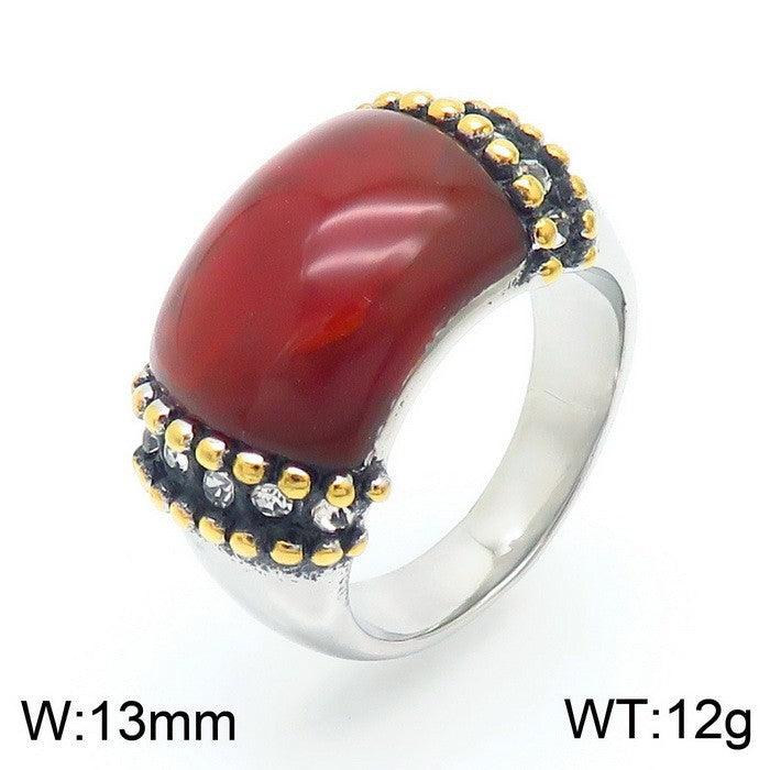 Kalen Wholesale Stainless Steel Natural Stone Zircon Rings For Women - kalen