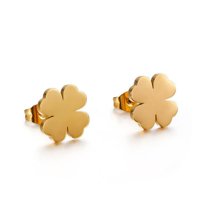 Kalen Stainless Steel Cute Four Leaf Clover Stud Earrings for Women - kalen