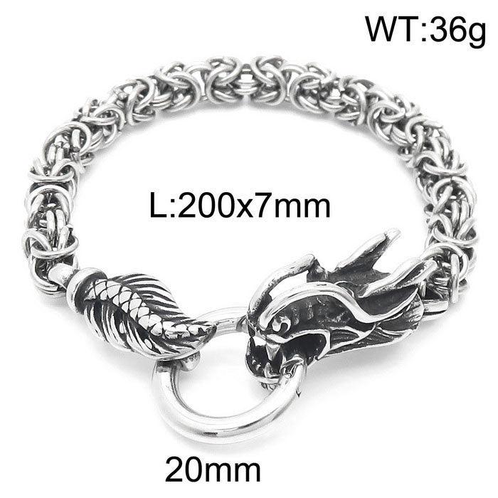 Kalen 7mm Round Byzantine Lion Dragon Snake Animal Skull Charm Bracelet for Men - kalen