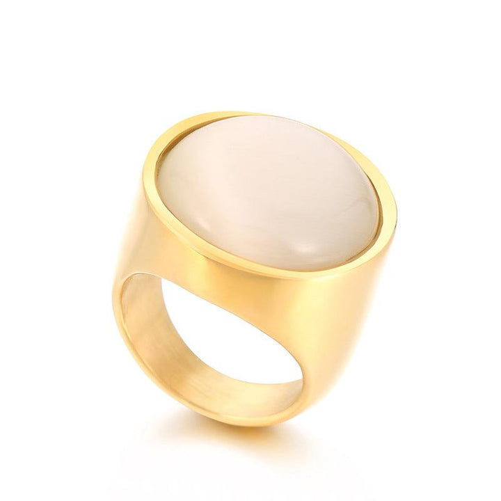 22mm KALEN Wholesale Stainless Steel Natural Stone Glass Rings For Women - kalen