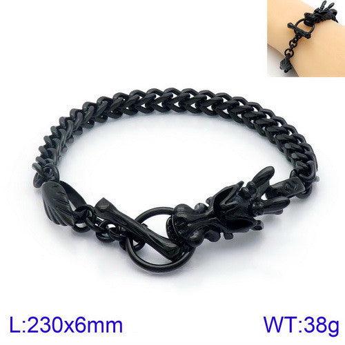 Kalen 8mm Franco Foxtail Chain Dragon Charm Bracele With OT Clap For Men - kalen