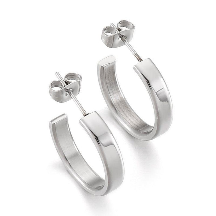 Kalen Stainless Steel C-Shape Stud Earrings for Women - kalen