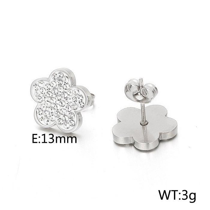 Kalen Stainless Steel Flower Clay Zircon Stud Earrings for Women - kalen