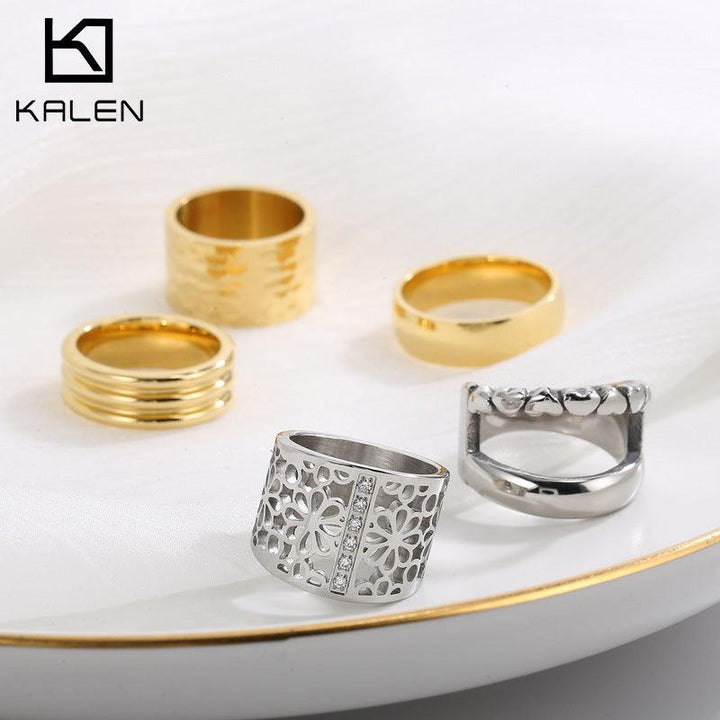 Kalen Wholesale Stainless Steel Gold Plated Geometry Ring for Women - kalen