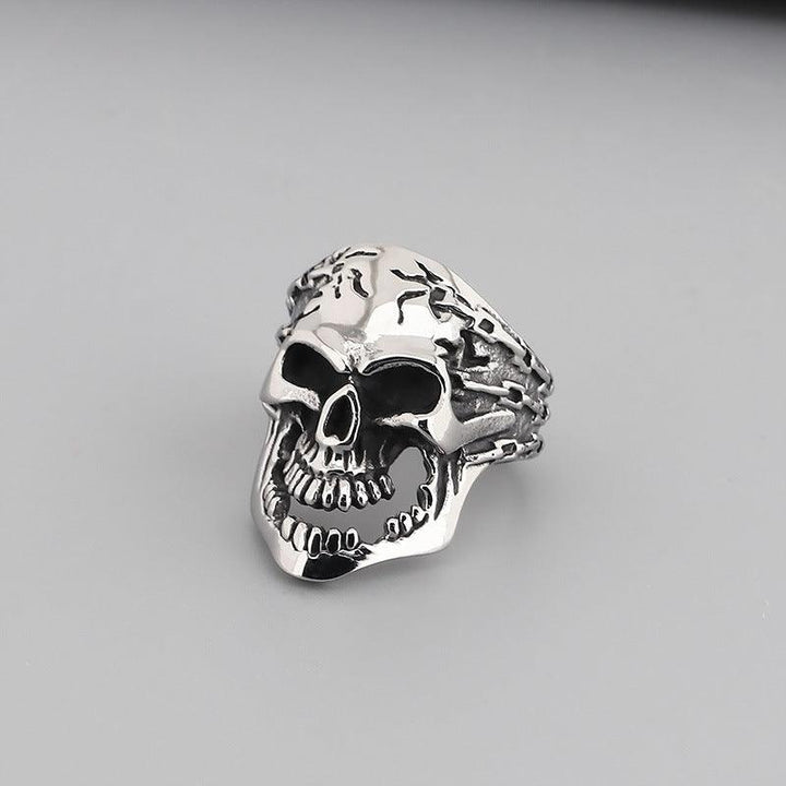 Kalen Punk Casting Gothic Exaggerated Skull Stainless Steel Ring for Men - kalen