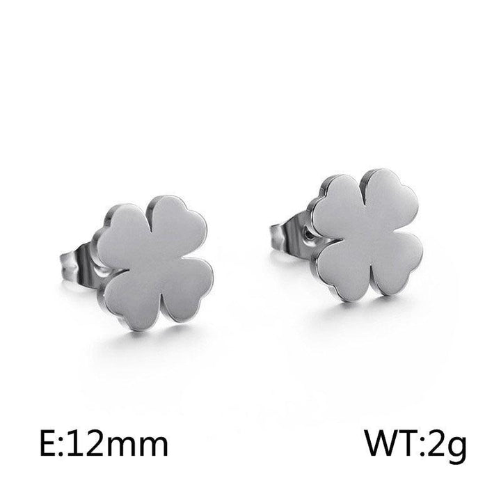 Kalen Stainless Steel Cute Four Leaf Clover Stud Earrings for Women - kalen