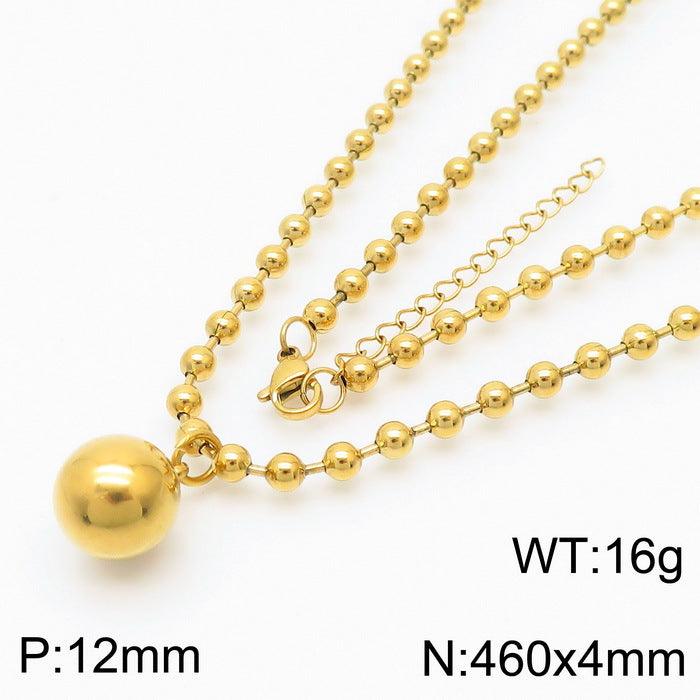 Kalen Stainless Steel 18K Gold Plated Bead Chain Ball Charm Wholesale Bracelets Necklace Jewelry Set for Women - kalen