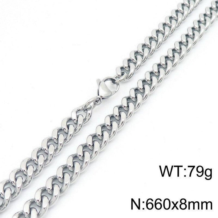 Wholesale 8/10mm Brushed Matte 2-Side Cut Curb Cuban Chain Necklace with Lobster Clap - kalen