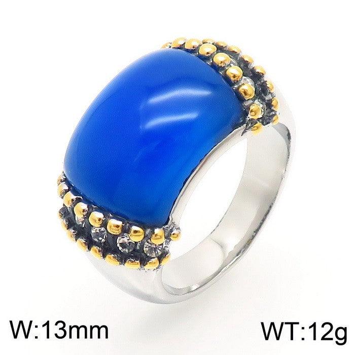 Kalen Wholesale Stainless Steel Natural Stone Zircon Rings For Women - kalen