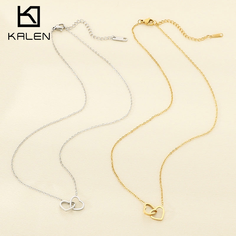 18K Gold Double Heart Necklace - view 1