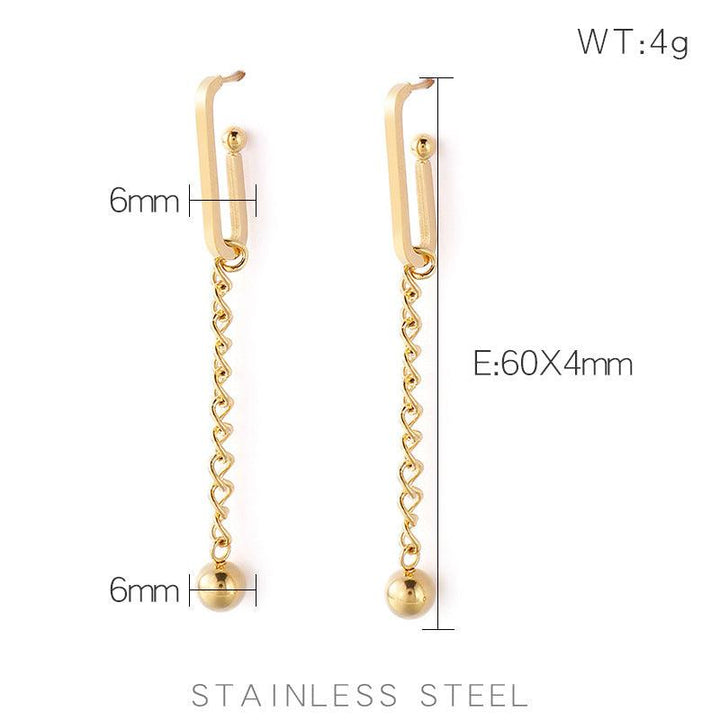 Kalen Stainless Steel Chain Ball Drop Earrings for Women - kalen