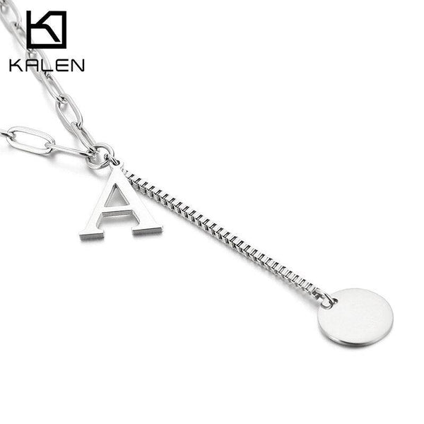 Kalen For Women A-Z Alphabet Letter Pendant Necklaces Personalization Stainless Steel Necklace Glamour Jewelry.