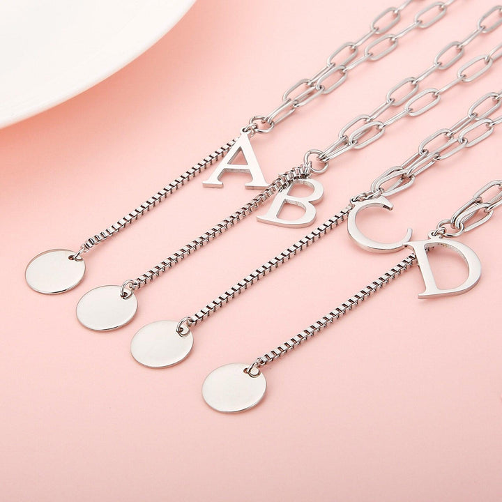 Kalen For Women A-Z Alphabet Letter Pendant Necklaces Personalization Stainless Steel Necklace Glamour Jewelry.