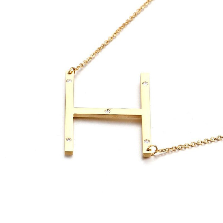 Kalen New Fashion Rhinestone Letter M Pendant Necklaces For Women Stainless Steel Gold Color 50CM Long Chain Jewelry Gifts.