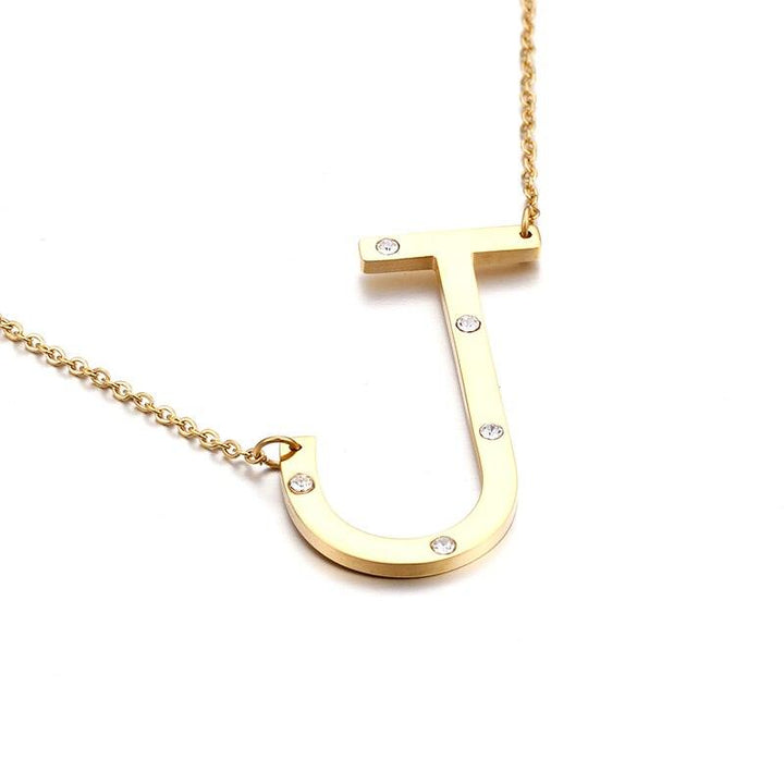 Kalen New Fashion Rhinestone Letter M Pendant Necklaces For Women Stainless Steel Gold Color 50CM Long Chain Jewelry Gifts.