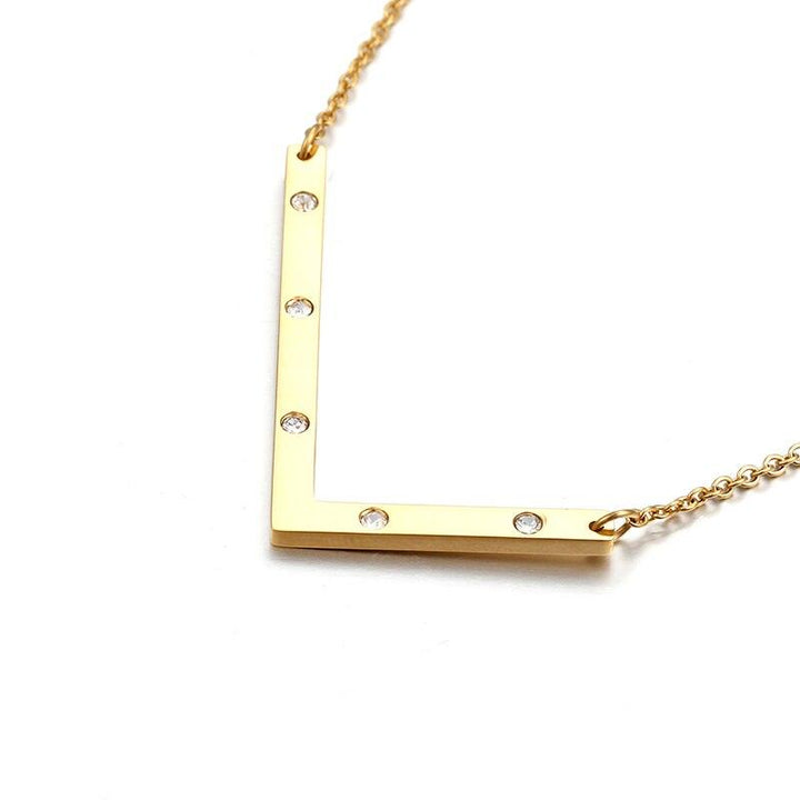 Kalen New Fashion Rhinestone Letter M Pendant Necklaces For Women Stainless Steel Gold Color 50CM Long Chain Jewelry Gifts.