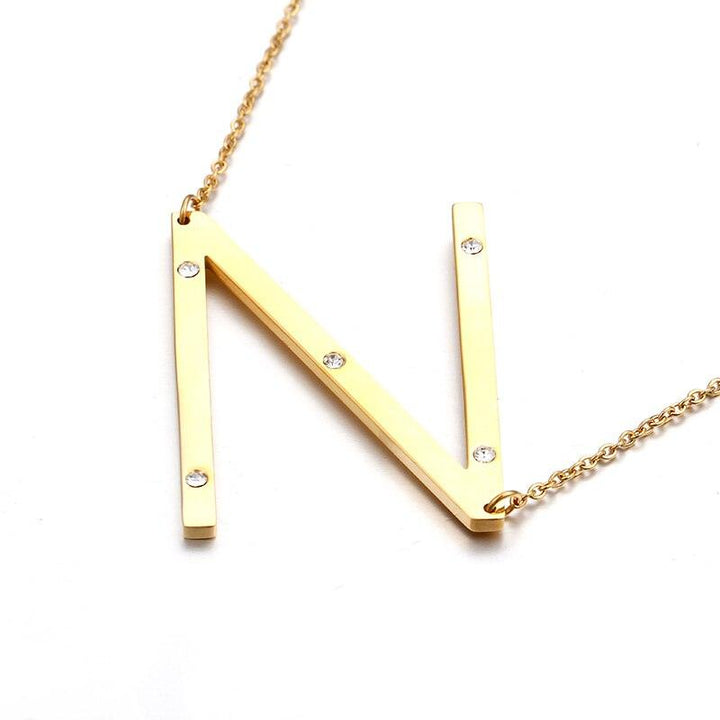 Kalen New Fashion Rhinestone Letter M Pendant Necklaces For Women Stainless Steel Gold Color 50CM Long Chain Jewelry Gifts.