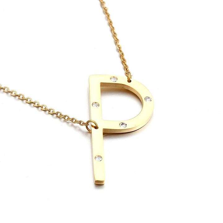 Kalen New Fashion Rhinestone Letter M Pendant Necklaces For Women Stainless Steel Gold Color 50CM Long Chain Jewelry Gifts.