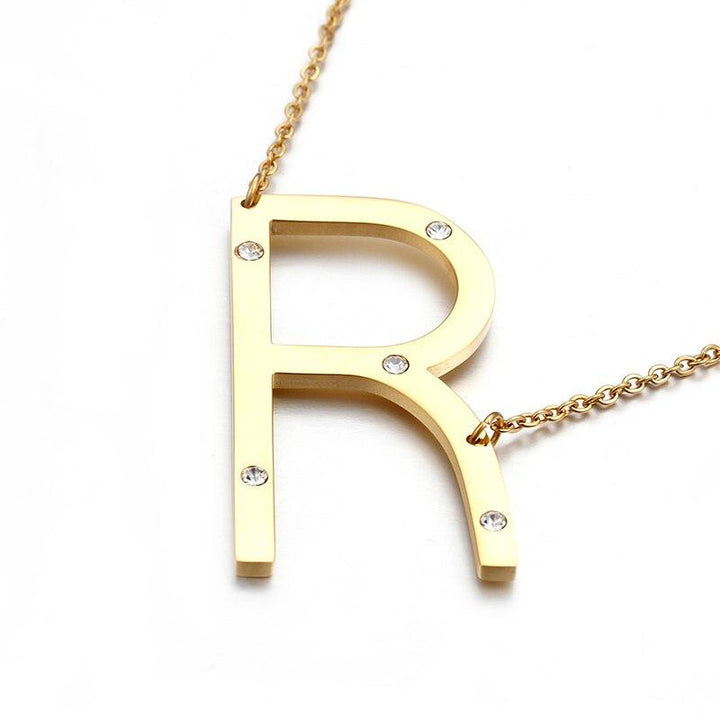 Kalen New Fashion Rhinestone Letter M Pendant Necklaces For Women Stainless Steel Gold Color 50CM Long Chain Jewelry Gifts.