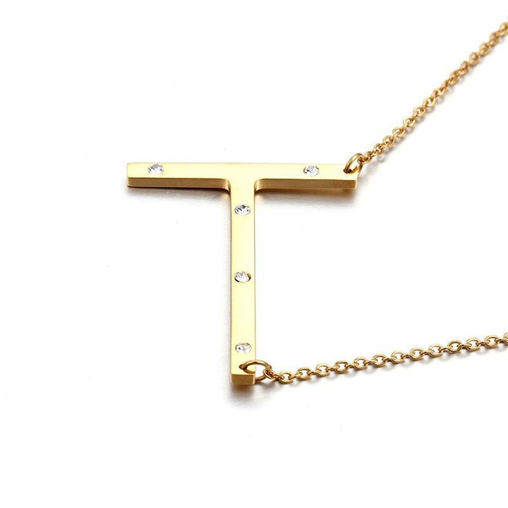 Kalen New Fashion Rhinestone Letter M Pendant Necklaces For Women Stainless Steel Gold Color 50CM Long Chain Jewelry Gifts.