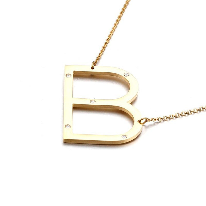 Kalen New Fashion Rhinestone Letter M Pendant Necklaces For Women Stainless Steel Gold Color 50CM Long Chain Jewelry Gifts.