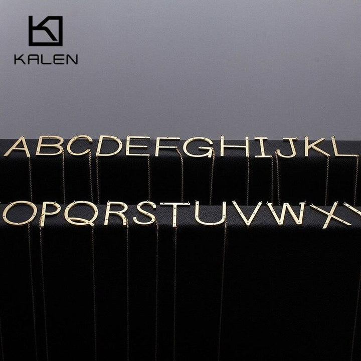 Kalen New Fashion Rhinestone Letter M Pendant Necklaces For Women Stainless Steel Gold Color 50CM Long Chain Jewelry Gifts.