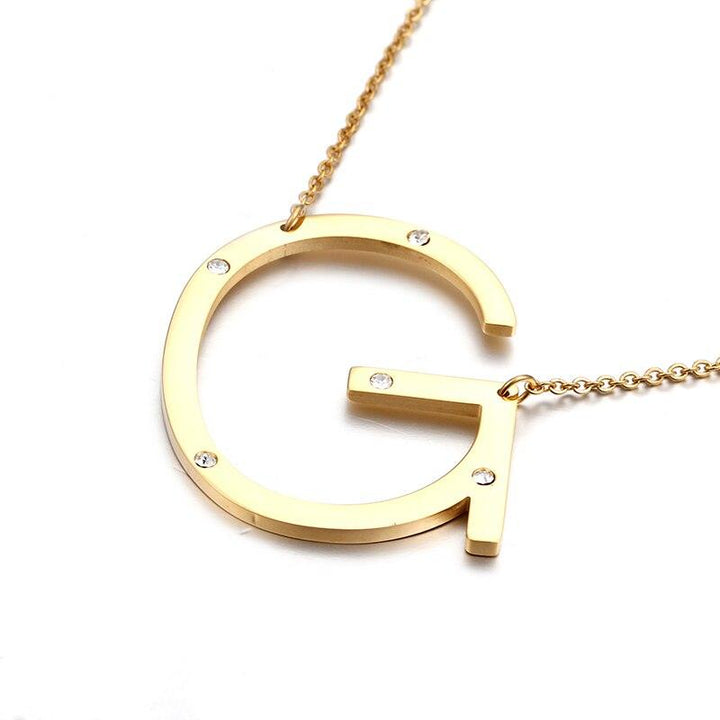 Kalen New Fashion Rhinestone Letter M Pendant Necklaces For Women Stainless Steel Gold Color 50CM Long Chain Jewelry Gifts.