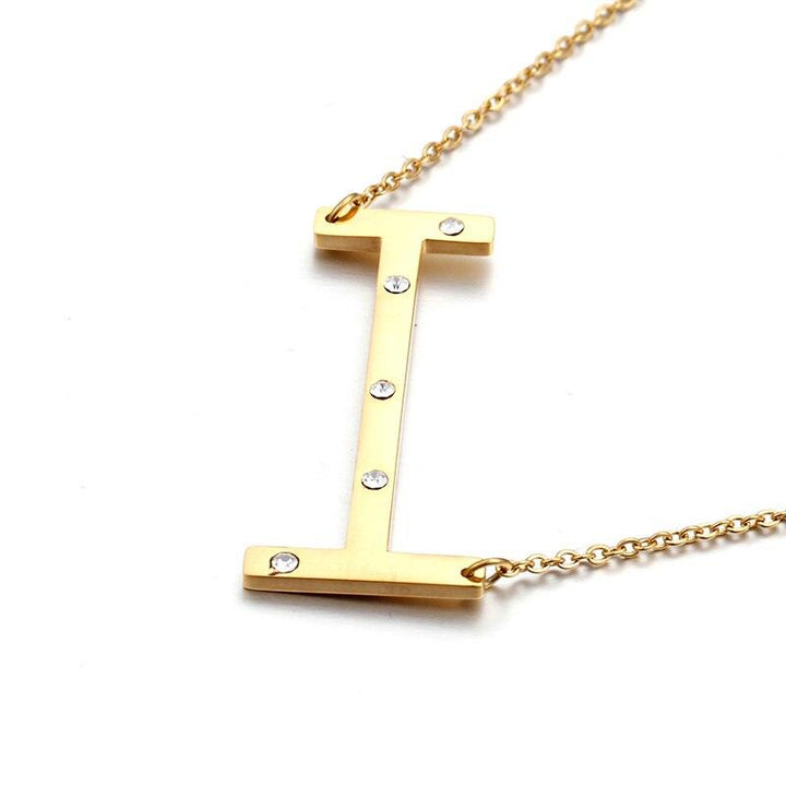 Kalen New Fashion Rhinestone Letter M Pendant Necklaces For Women Stainless Steel Gold Color 50CM Long Chain Jewelry Gifts.