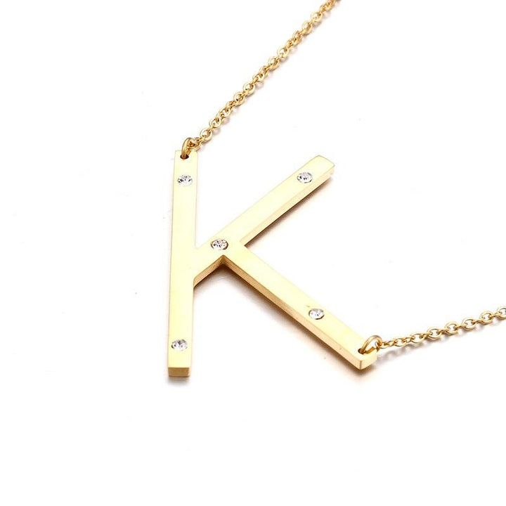 Kalen New Fashion Rhinestone Letter M Pendant Necklaces For Women Stainless Steel Gold Color 50CM Long Chain Jewelry Gifts.