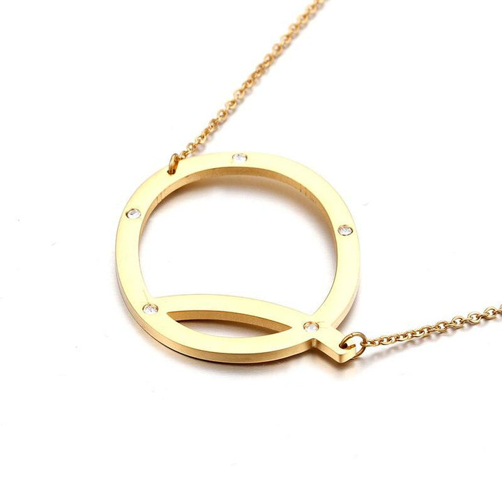 Kalen New Fashion Rhinestone Letter M Pendant Necklaces For Women Stainless Steel Gold Color 50CM Long Chain Jewelry Gifts.