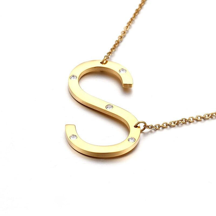 Kalen New Fashion Rhinestone Letter M Pendant Necklaces For Women Stainless Steel Gold Color 50CM Long Chain Jewelry Gifts.