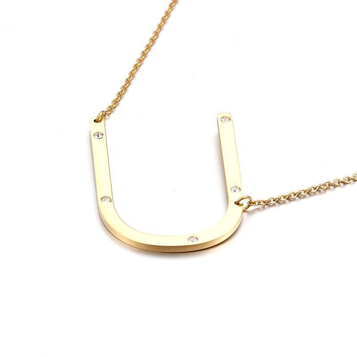 Kalen New Fashion Rhinestone Letter M Pendant Necklaces For Women Stainless Steel Gold Color 50CM Long Chain Jewelry Gifts.