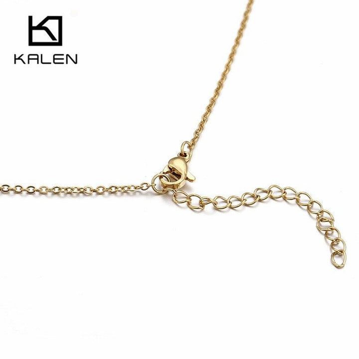 Kalen New Fashion Rhinestone Letter M Pendant Necklaces For Women Stainless Steel Gold Color 50CM Long Chain Jewelry Gifts.