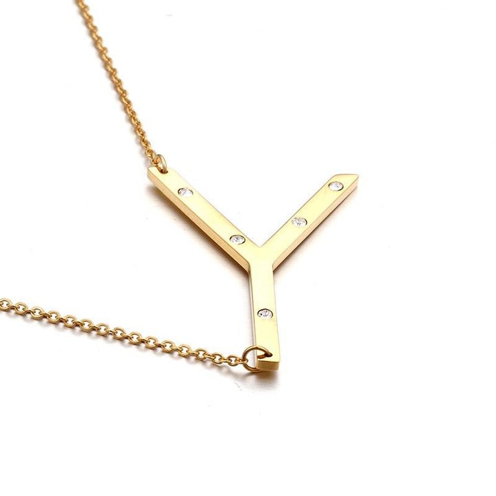 Kalen New Fashion Rhinestone Letter M Pendant Necklaces For Women Stainless Steel Gold Color 50CM Long Chain Jewelry Gifts.