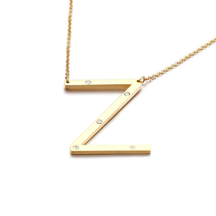 Kalen New Fashion Rhinestone Letter M Pendant Necklaces For Women Stainless Steel Gold Color 50CM Long Chain Jewelry Gifts.