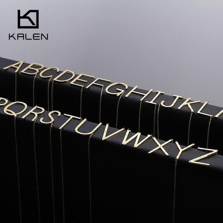 Kalen New Fashion Rhinestone Letter M Pendant Necklaces For Women Stainless Steel Gold Color 50CM Long Chain Jewelry Gifts.