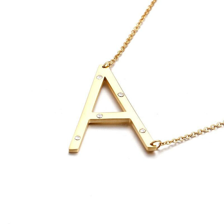 Kalen New Fashion Rhinestone Letter M Pendant Necklaces For Women Stainless Steel Gold Color 50CM Long Chain Jewelry Gifts.