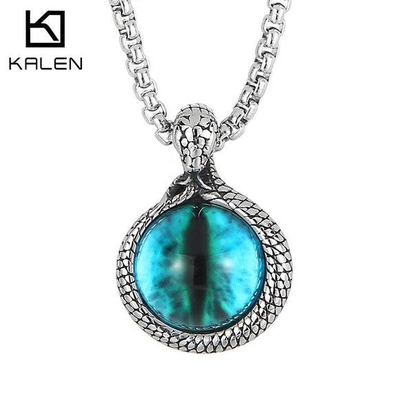 Kalen Punk  Men's Women's Necklaces Animal Eyes Mysterious Pendant Chain Retro Jewelry.