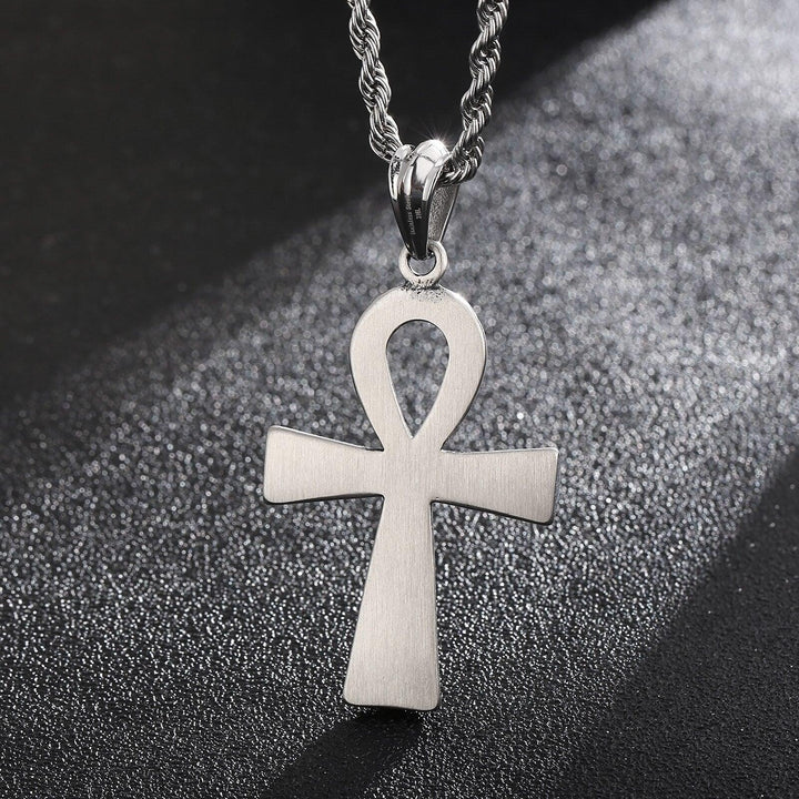 KALEN Stainless Steel Ankh Egyptian Immortal Cross Pendant Necklace For Men.