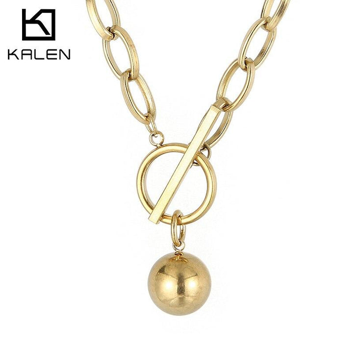 Kalen Punk Women's Neck Chain Gold Color Kpop On the Neck Pendant And Necklace Pearl Bead Choker Jewelry Collar For Girl Chocker.